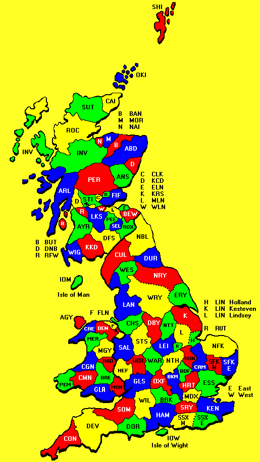 Counties of England, Wales and Scotland prior to the 1974 boundary changes